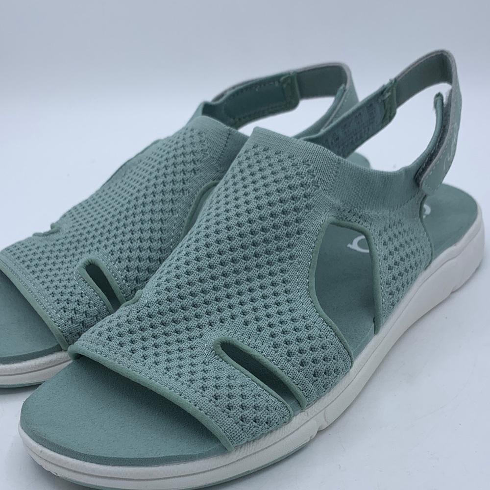 Ryka Sport Sandals Womens 8.5 Lightweight Knit Stretch Adjustable Sage Green EUC